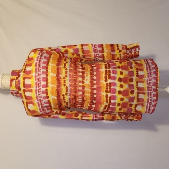 George Roth Los Angeles 100% Cotton Orange Tie Dye Long Sleeve Popover Tunic - Picture 7 of 14